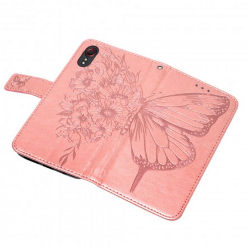 Housse Samsung Galaxy XCover 5 Papillon Design Avec Lanière