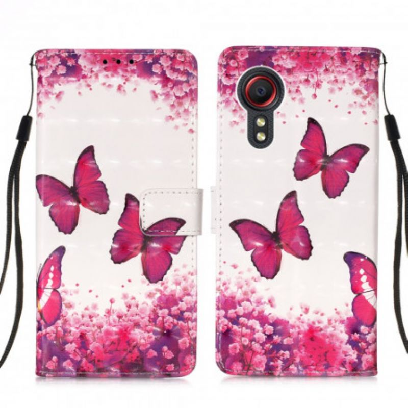 Housse Samsung Galaxy XCover 5 Papillons Rouges