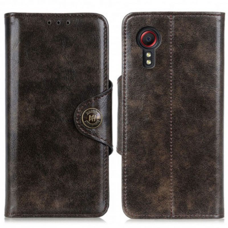 Housse Samsung Galaxy XCover 5 Simili Cuir Bouton Vintage