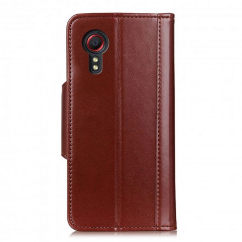 Housse Samsung Galaxy XCover 5 Simili Cuir Fermoir Argenté