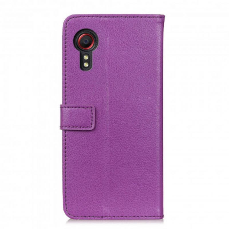 Housse Samsung Galaxy XCover 5 Simili Cuir Litchi Classique