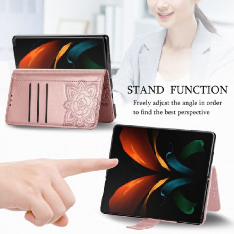 Housse Samsung Galaxy Z Fold 3 5G Papillon Design Avec Lanière