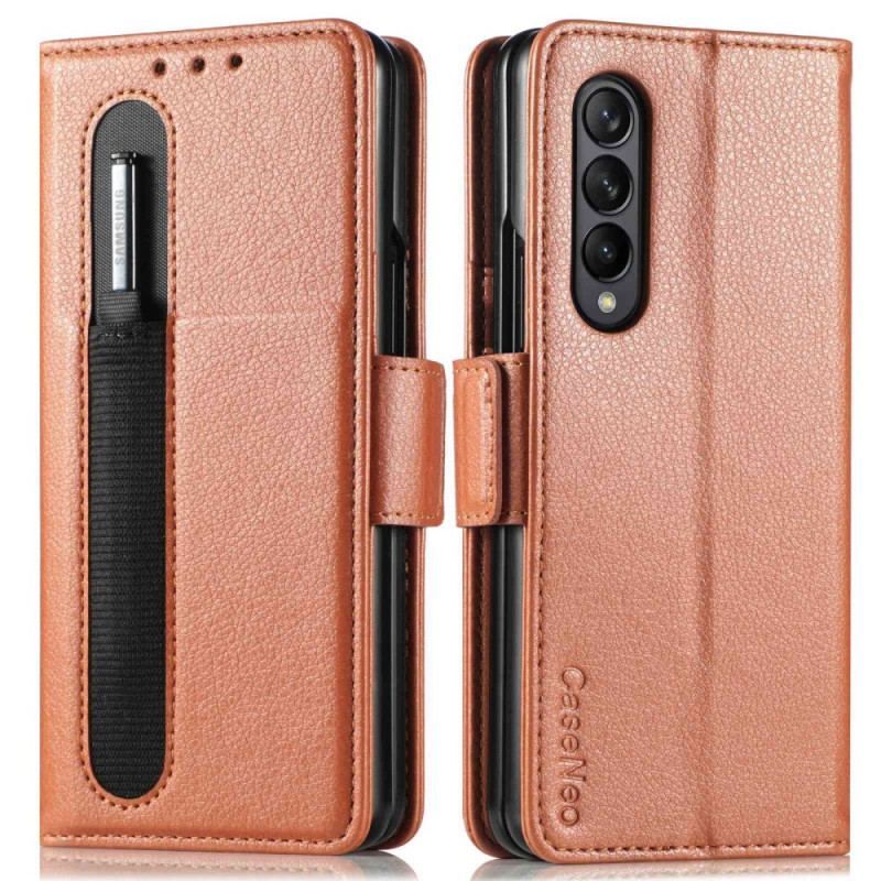 Housse Samsung Galaxy Z Fold 4 CASENEO Simili Cuir Litchi Fente à Stylet