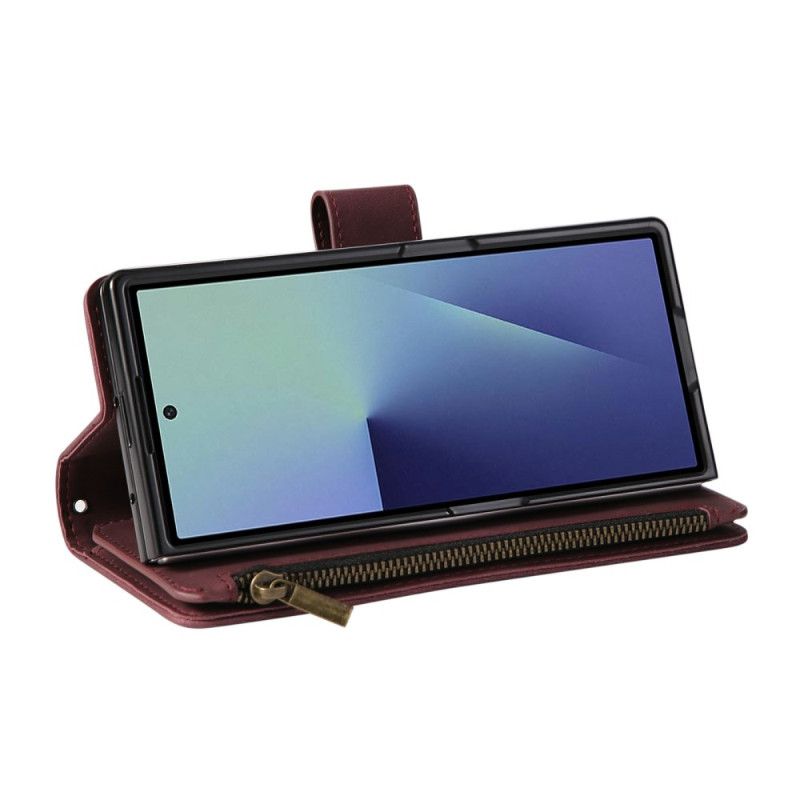 Housse Samsung Galaxy Z Fold 7 Portefeuille Effet Daim avec Bandoulière