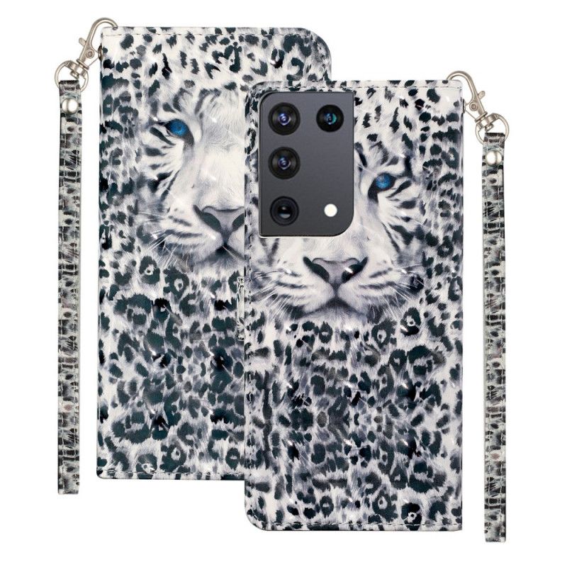 Étui Housse Samsung Glaaxy S21 Ultra 5g Leopard Light Spots À Lanière