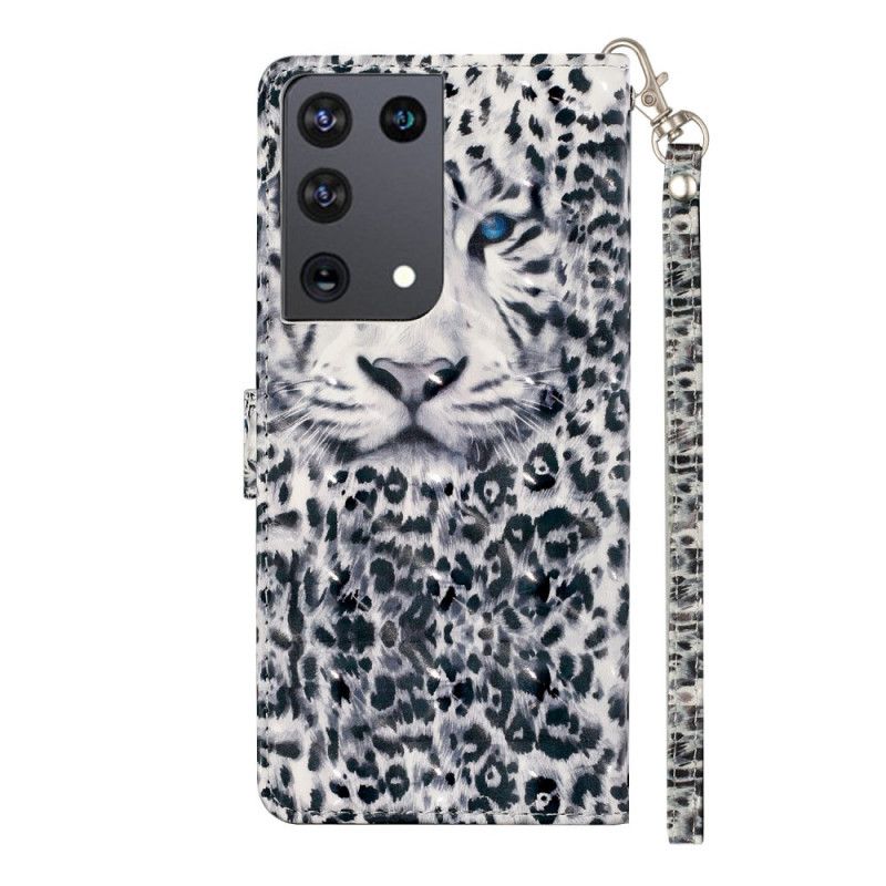 Étui Housse Samsung Glaaxy S21 Ultra 5g Leopard Light Spots À Lanière