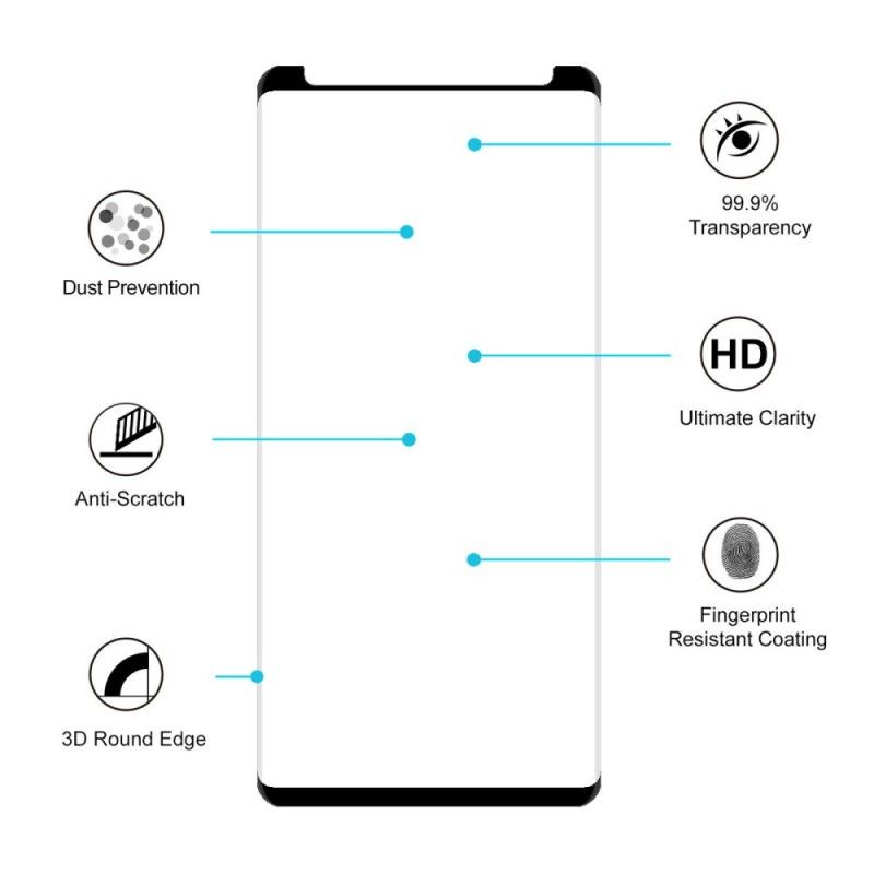 Protection En Verre Trempé 3d Incurvée Samsung Galaxy Note 9