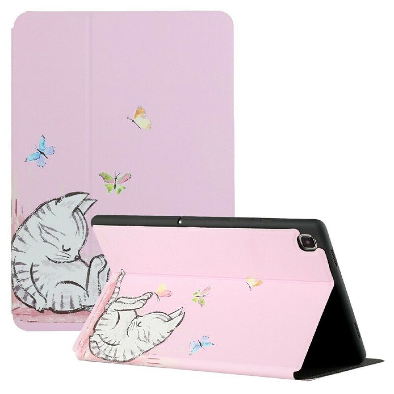 Smart Case Coque Samsung Galaxy Tab A7 Lite Deux Volets Chaton Dormant