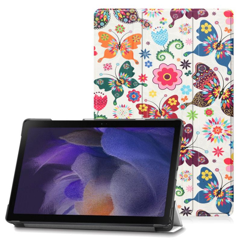 Smart Case Coque Samsung Galaxy Tab A8 (2021) Renforcée Papillons Et Fleurs