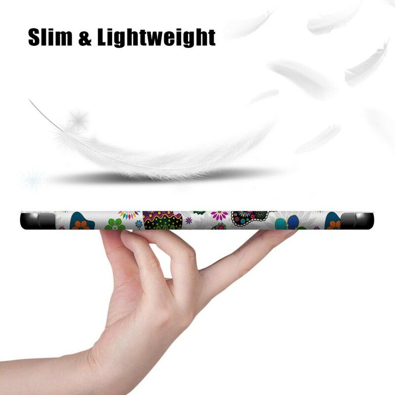 Smart Case Coque Samsung Galaxy Tab S7 FE Renforcée Papillons Et Fleurs
