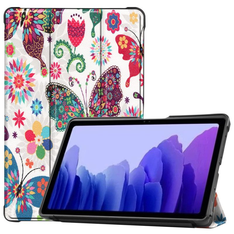 Smart Case Samsung Galaxy Tab A7 (2020) Renforcée Papillons Et Fleurs
