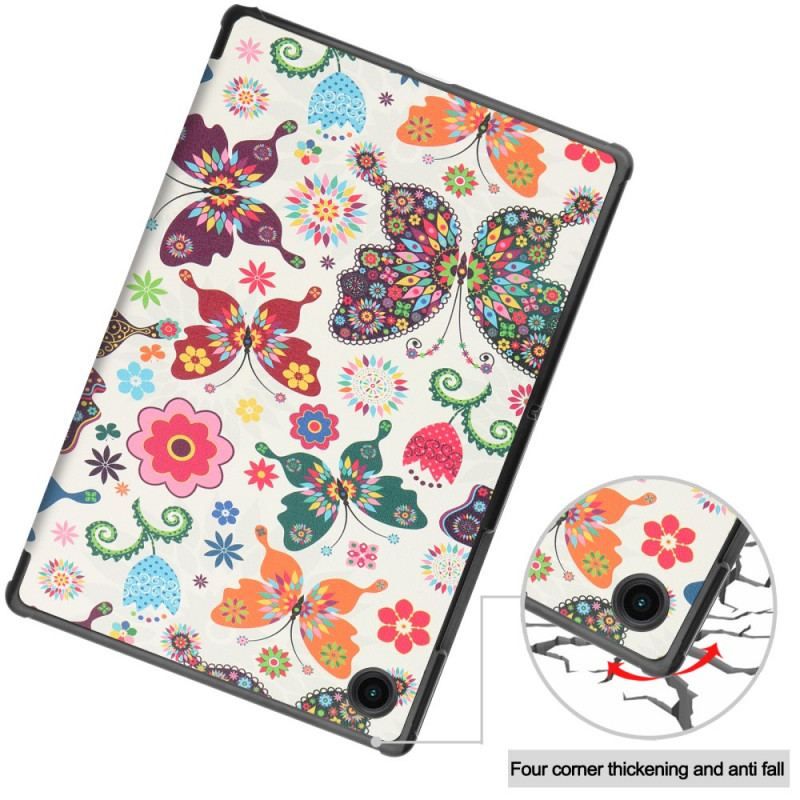 Smart Case Samsung Galaxy Tab A8 (2021) Renforcée Papillons et Fleurs