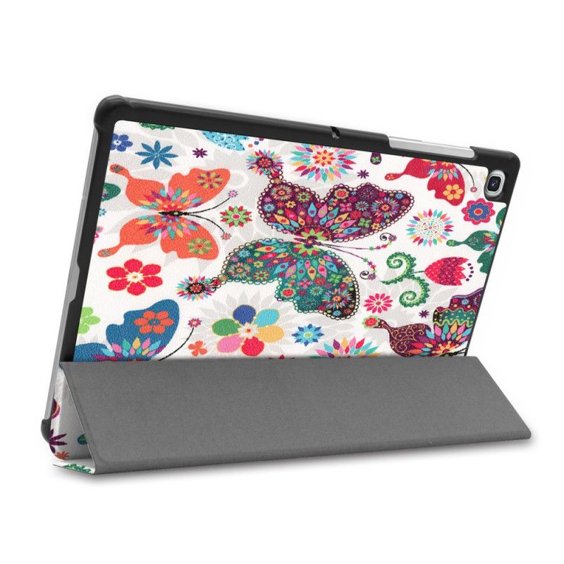 Smart Case Samsung Galaxy Tab S5e Papillons Et Fleurs Rétros