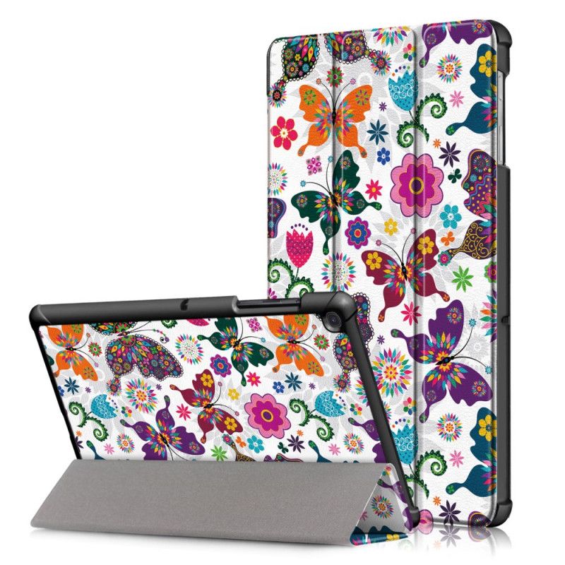 Smart Case Samsung Galaxy Tab S5e Renforcée Papillons Et Fleurs