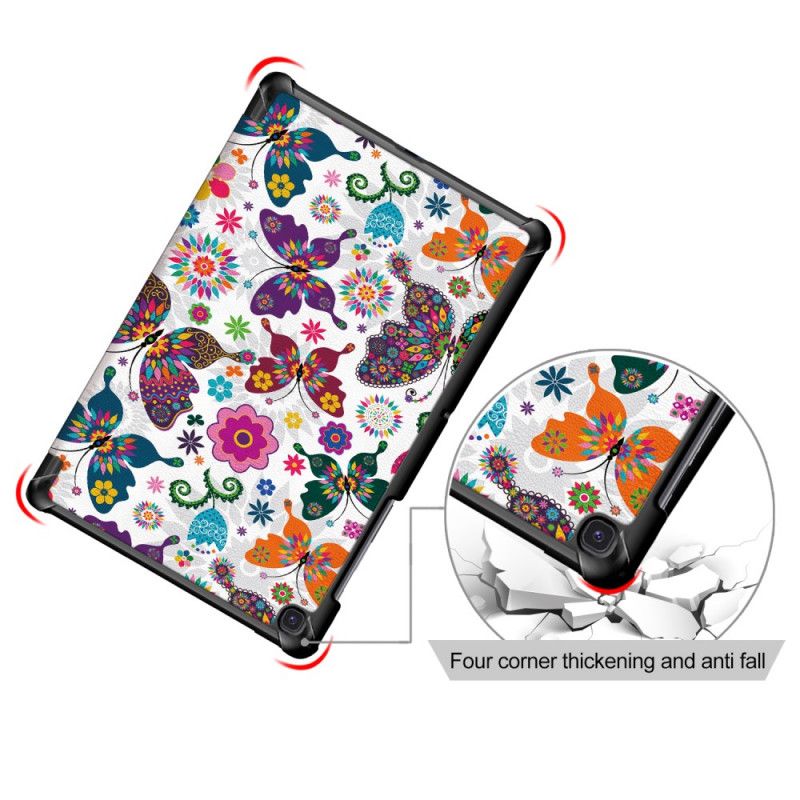 Smart Case Samsung Galaxy Tab S5e Renforcée Papillons Et Fleurs