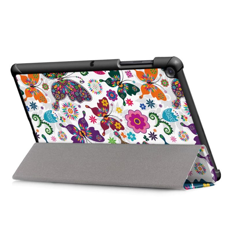 Smart Case Samsung Galaxy Tab S5e Renforcée Papillons Et Fleurs