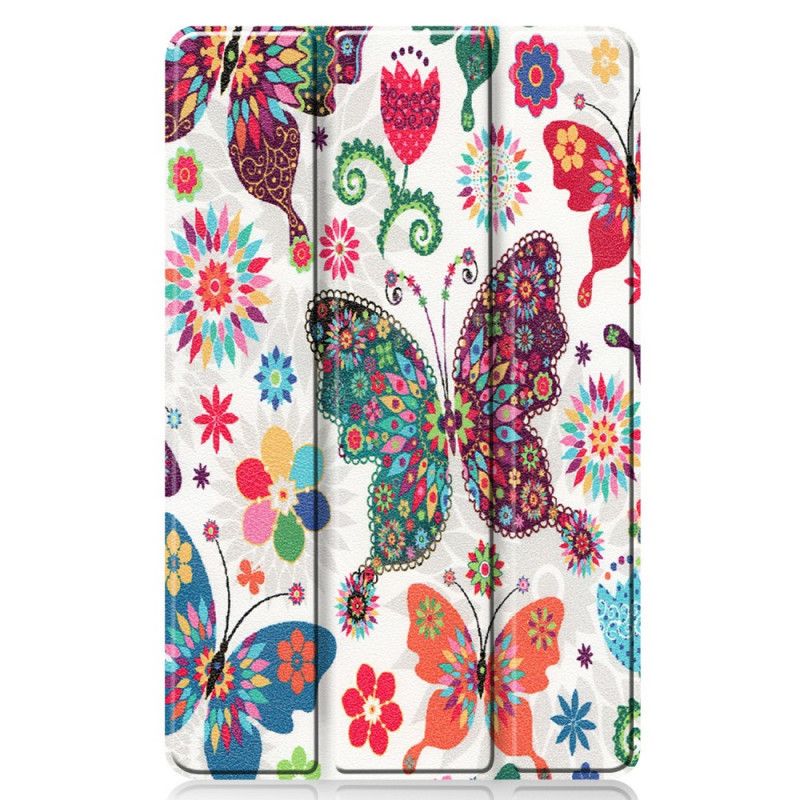 Smart Case Samsung Galaxy Tab S6 Lite Papillons Et Fleurs Rétros