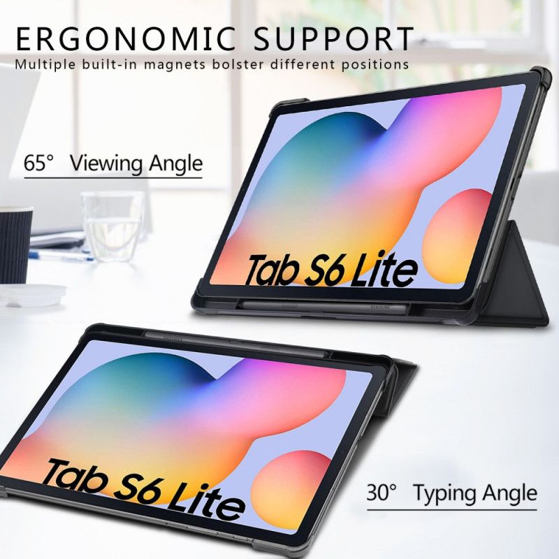 Smart Case Samsung Galaxy Tab S6 Lite Tri Fold Coins Renforcés