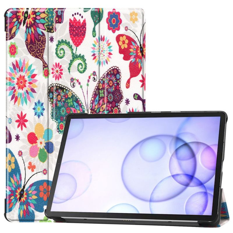 Smart Case Samsung Galaxy Tab S6 Papillons Et Fleurs Rétros