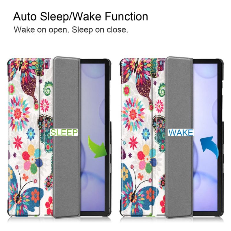 Smart Case Samsung Galaxy Tab S6 Papillons Et Fleurs Rétros