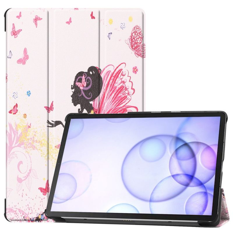 Smart Case Samsung Galaxy Tab S6 Simili Cuir Fée Florale