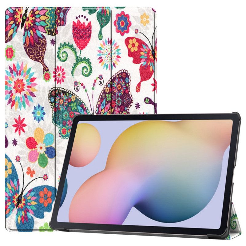 Smart Case Samsung Galaxy Tab S7 Plus Renforcée Papillons Et Fleurs