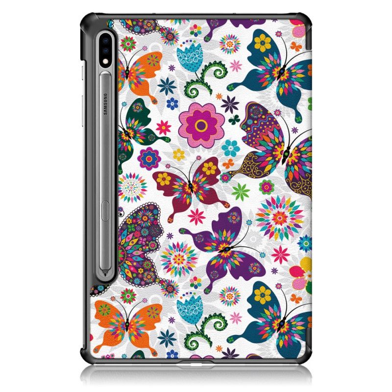 Smart Case Samsung Galaxy Tab S7 Renforcée Papillons Et Fleurs