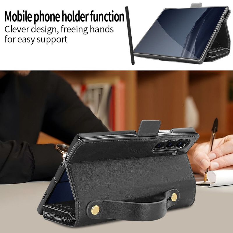 tui Samsung Galaxy Z Fold 7 Pochette Zippée et Sangle