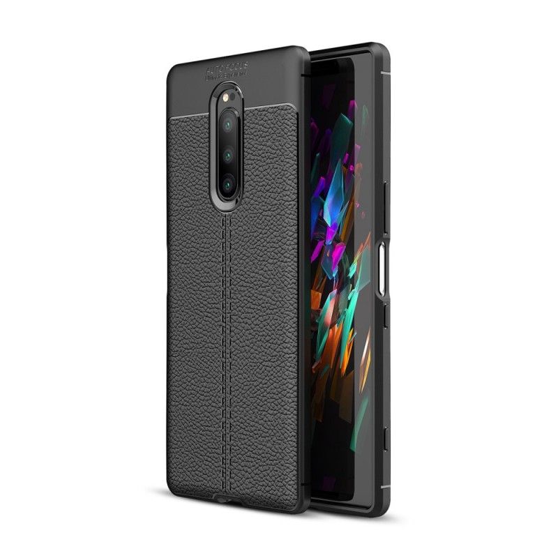 Coque Sony Xperia 1 Effet Cuir Litchi Double Line