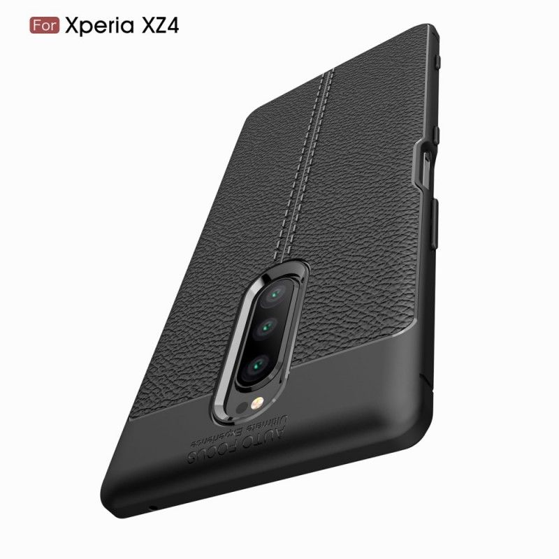 Coque Sony Xperia 1 Effet Cuir Litchi Double Line