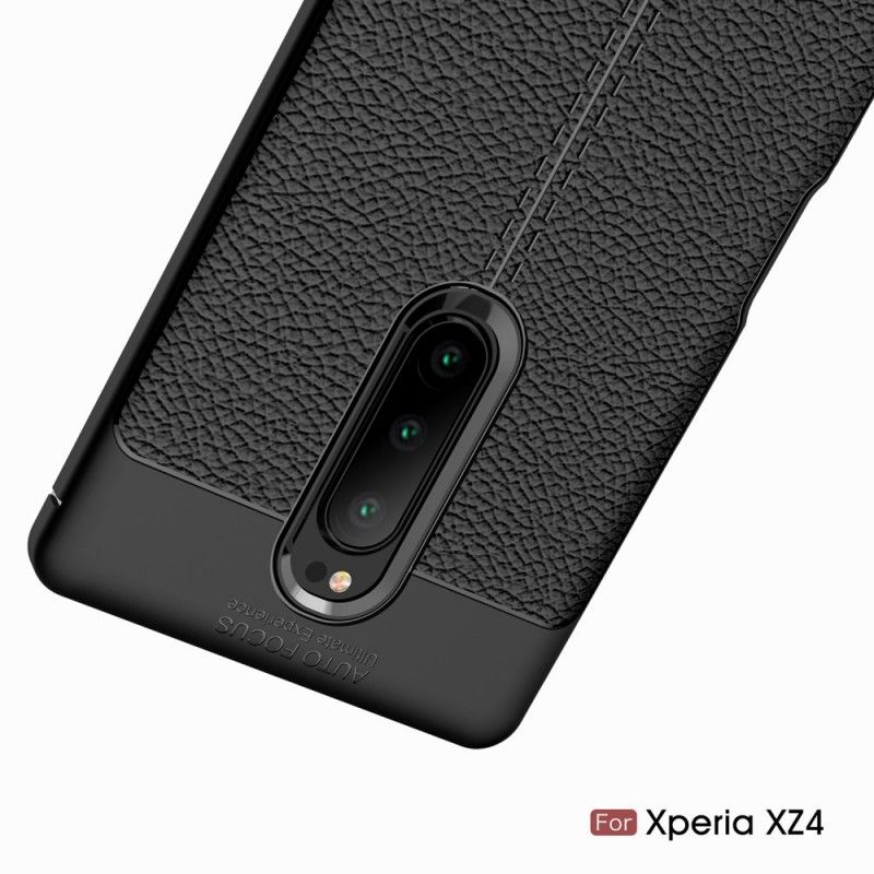 Coque Sony Xperia 1 Effet Cuir Litchi Double Line