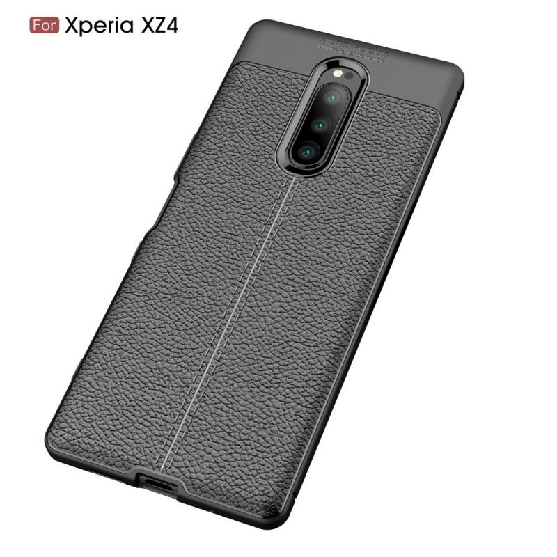 Coque Sony Xperia 1 Effet Cuir Litchi Double Line
