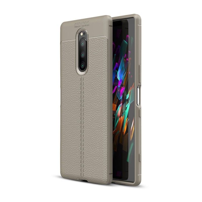 Coque Sony Xperia 1 Effet Cuir Litchi Double Line