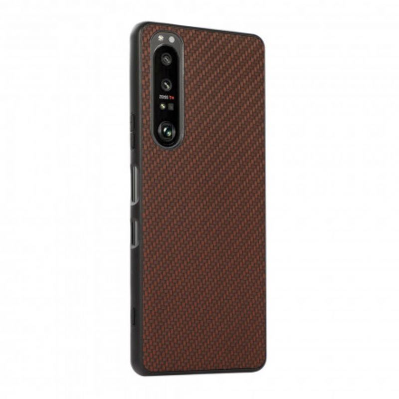 Coque Sony Xperia 1 III Effet Cuir Texture Fibre Carbone