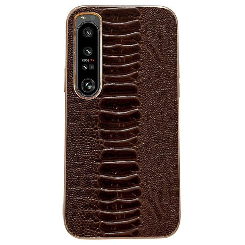 Coque Sony Xperia 1 IV Cuir Véritable Style Crocodile