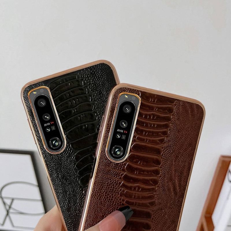 Coque Sony Xperia 1 IV Cuir Véritable Style Crocodile