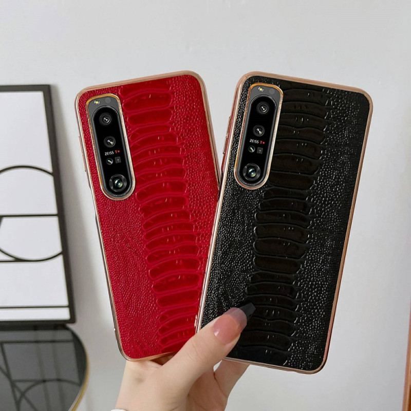 Coque Sony Xperia 1 IV Cuir Véritable Style Crocodile