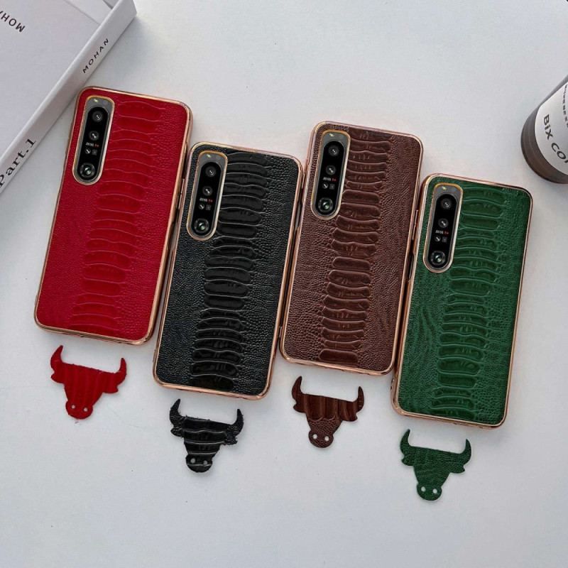 Coque Sony Xperia 1 IV Cuir Véritable Style Crocodile