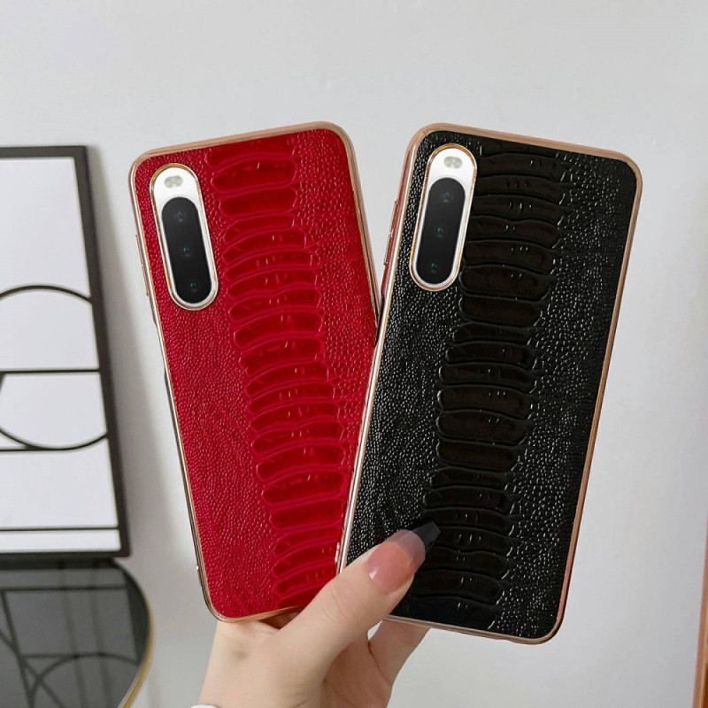 Coque Sony Xperia 10 IV Cuir Véritable Style Crocodile