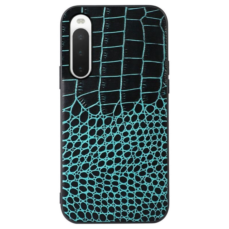 Coque Sony Xperia 10 IV Véritable Cuir Texture Crocodile