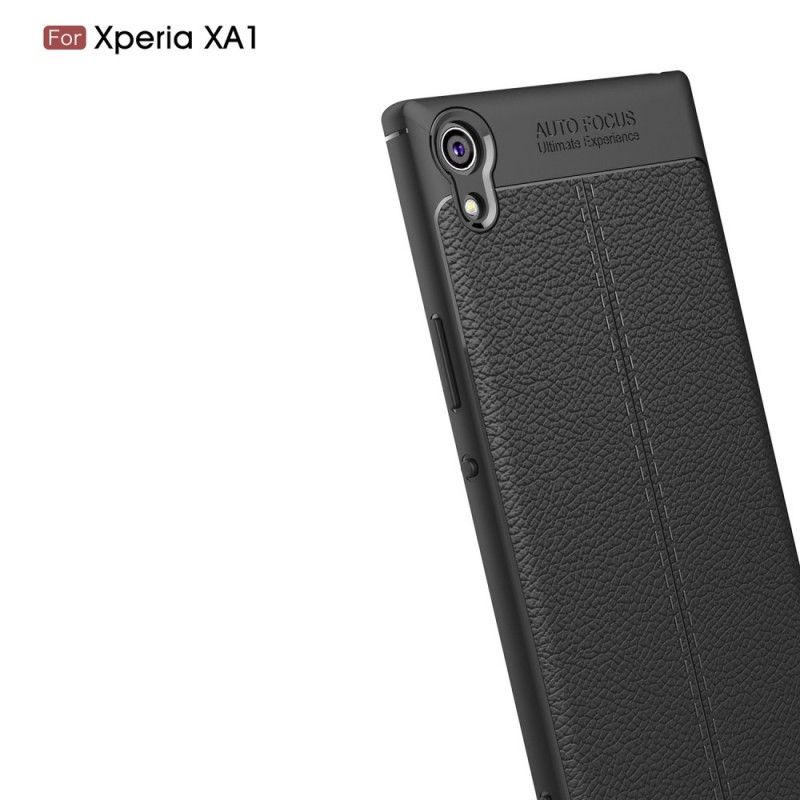 Coque Sony Xperia Xa1 Effet Cuir Litchi Double Line