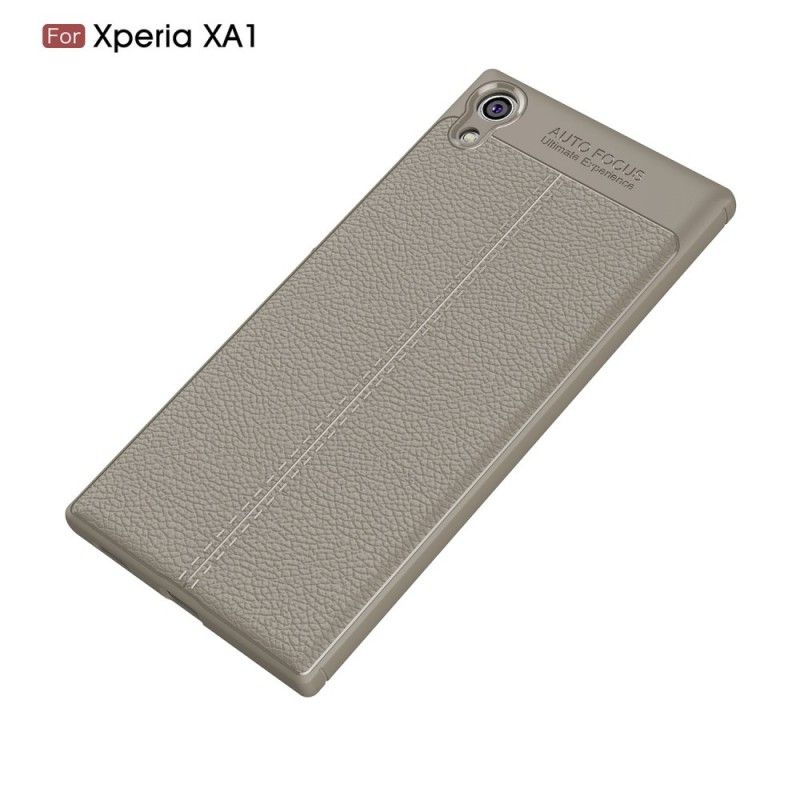 Coque Sony Xperia Xa1 Effet Cuir Litchi Double Line