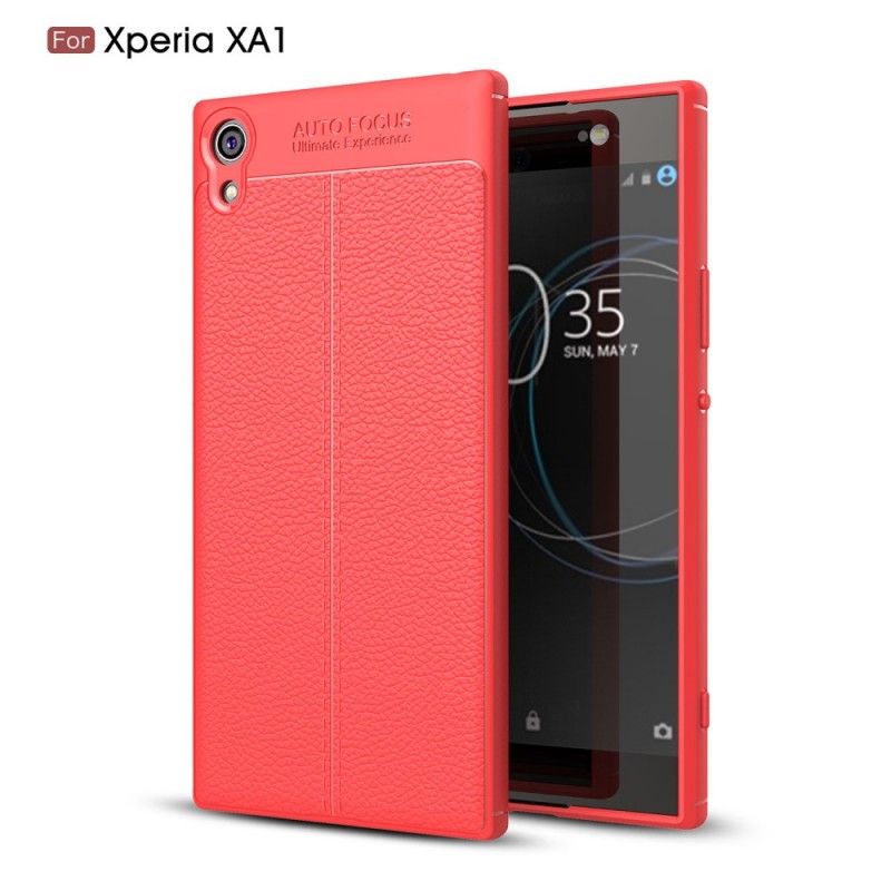 Coque Sony Xperia Xa1 Effet Cuir Litchi Double Line