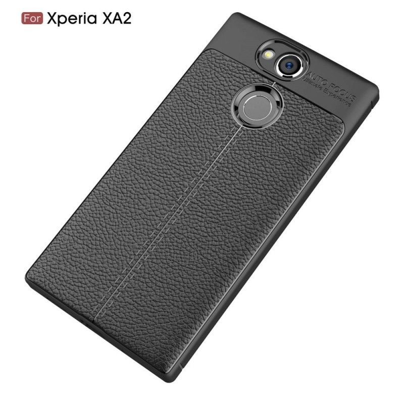 Coque Sony Xperia Xa2 Effet Cuir Litchi Double Line