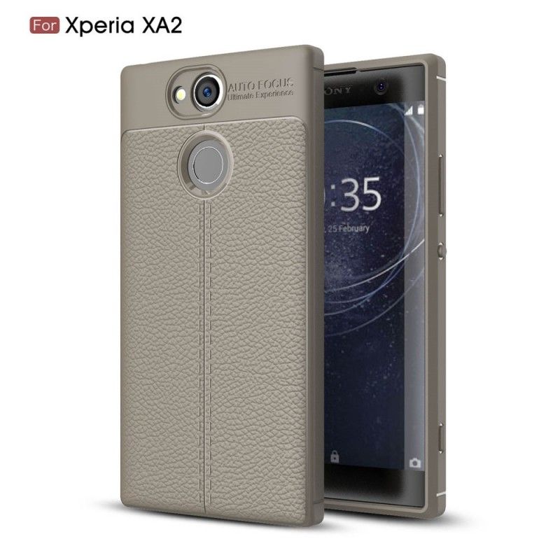 Coque Sony Xperia Xa2 Effet Cuir Litchi Double Line