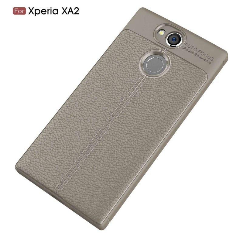 Coque Sony Xperia Xa2 Effet Cuir Litchi Double Line