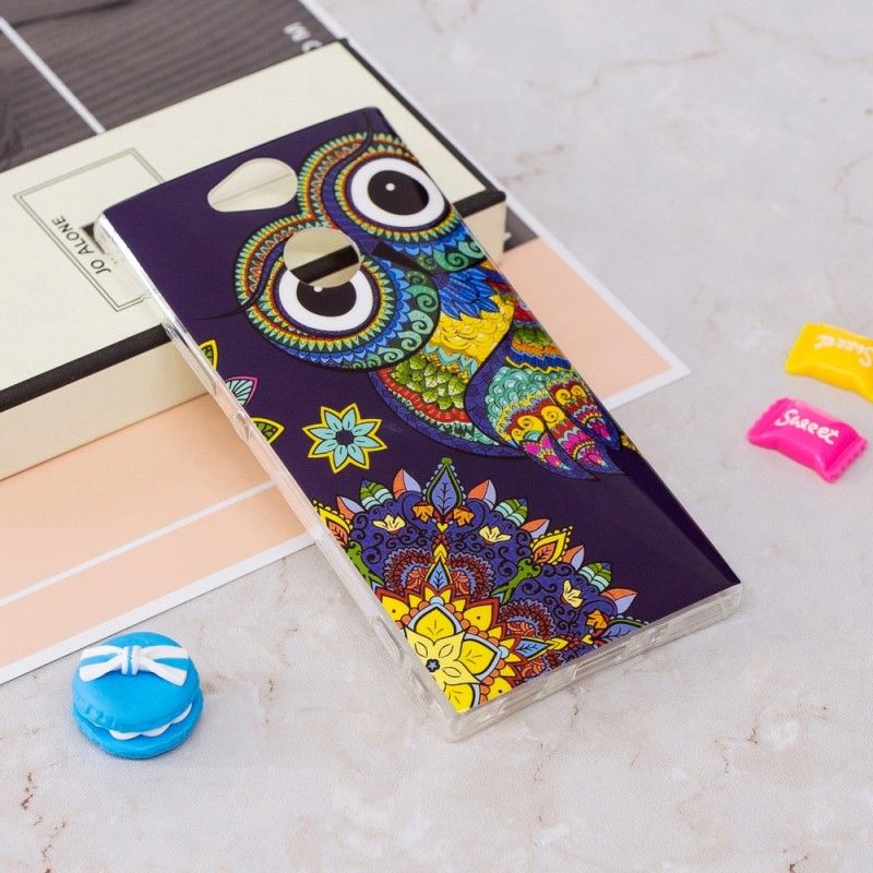 Coque Sony Xperia Xa2 Hibou Mandala Fluorescente