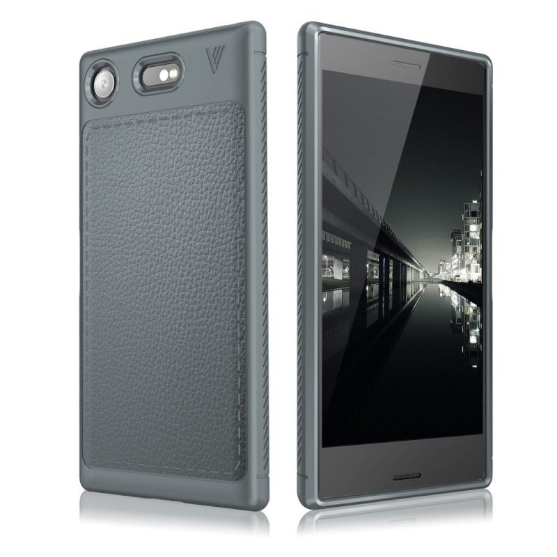 Coque Sony Xperia Xz1 Compact Effet Cuir Litchi Double Line