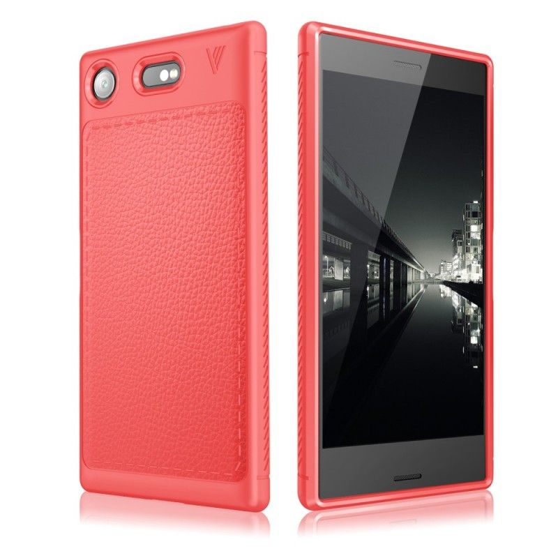 Coque Sony Xperia Xz1 Compact Effet Cuir Litchi Double Line