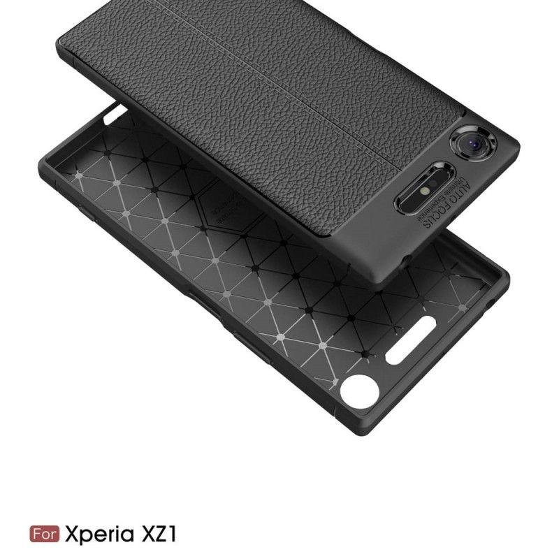 Coque Sony Xperia Xz1 Effet Cuir Litchi Double Line